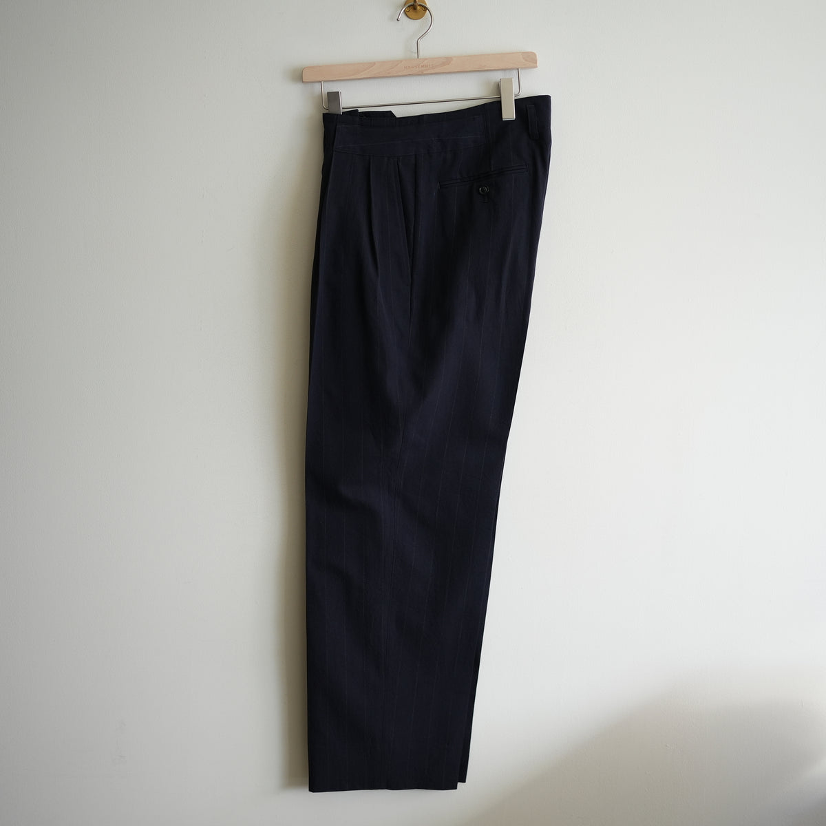 ULTERIOR WOOL WASHI STRIPE TUCKED TROUSERS