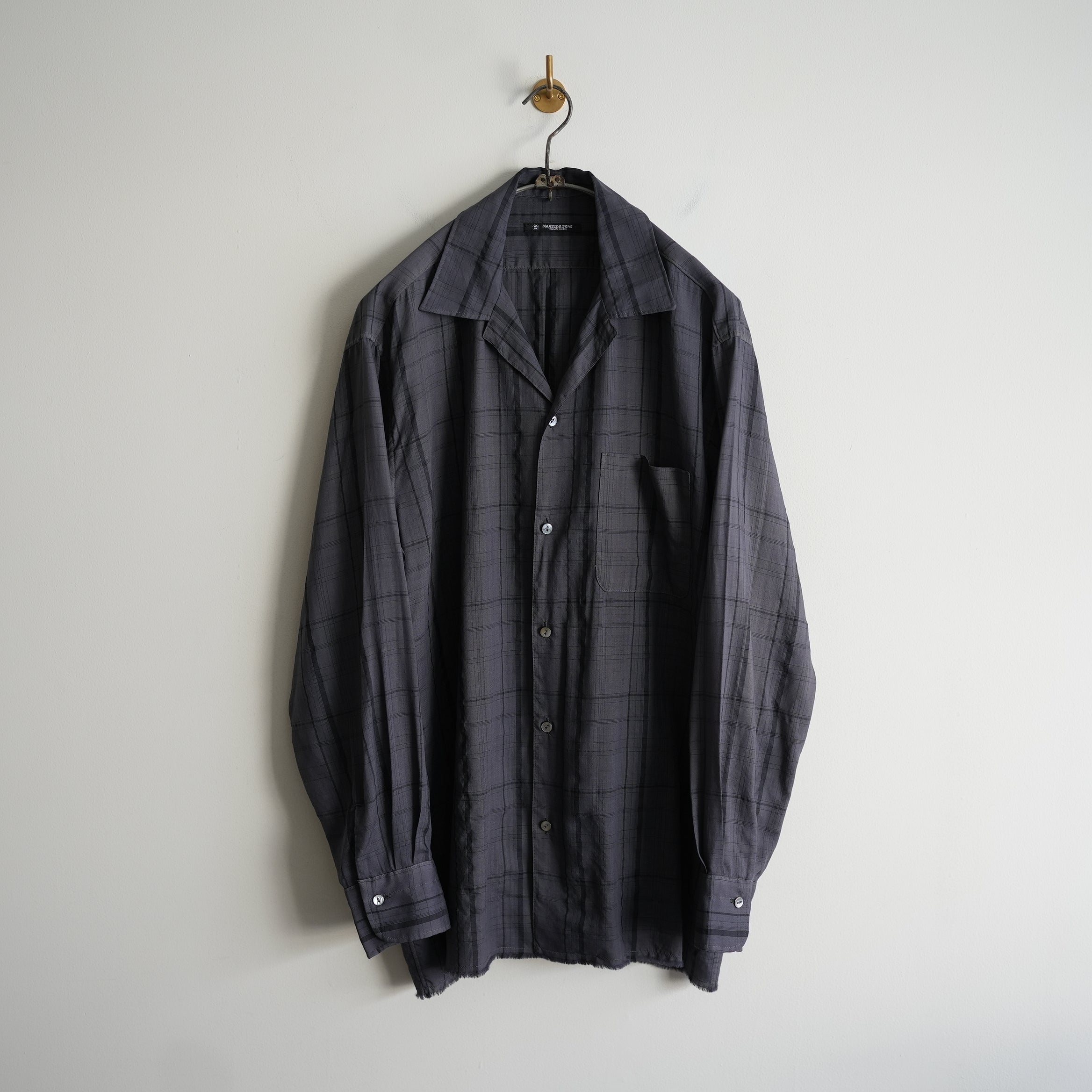 MAATEE&SONS H WOOL OPEN COLLAR FRINGE SHIRT CHARCOAL – RASSEMBLE