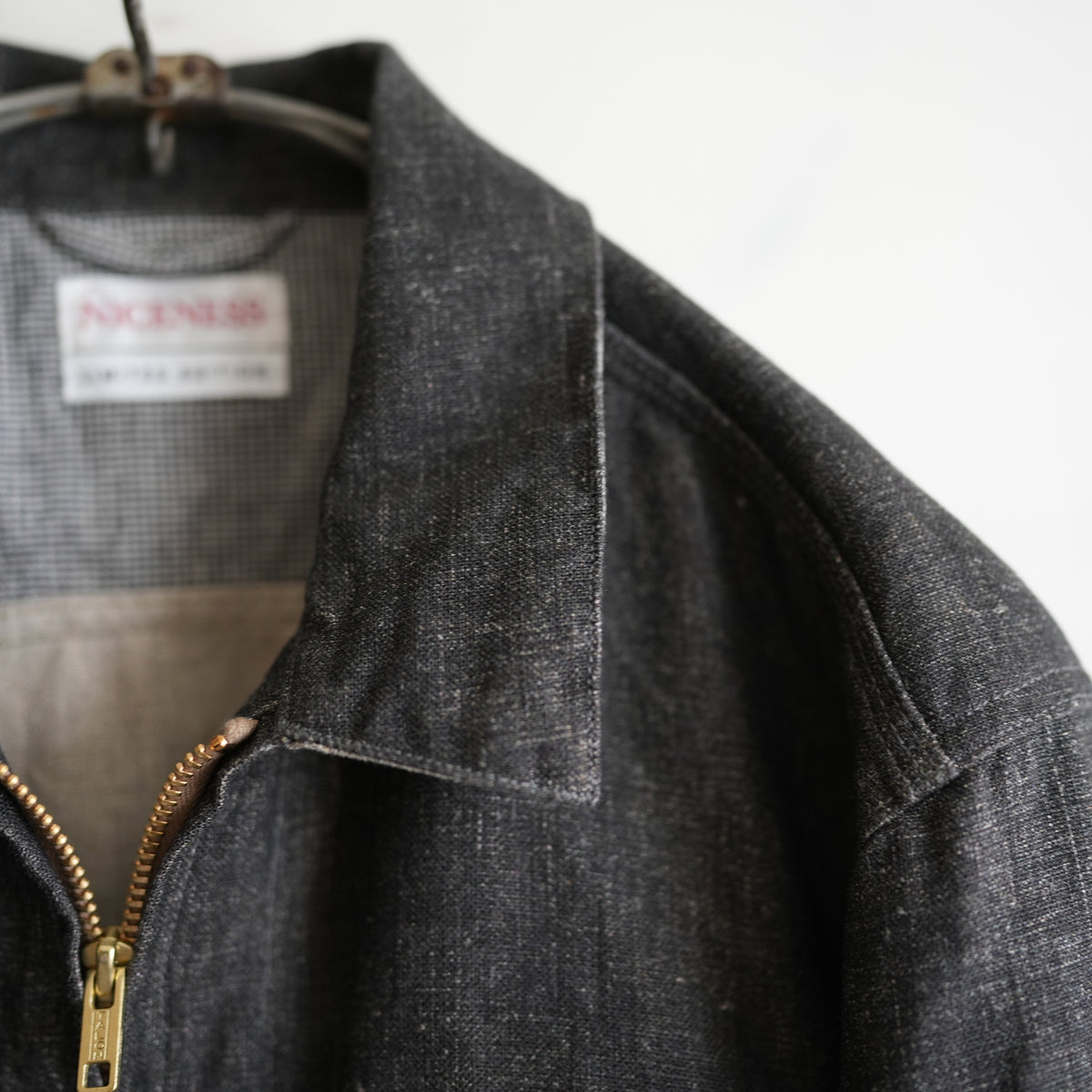 NICENESS PRINTED LINEN CANVAS SHORT JACKET "N.JETT" BLK