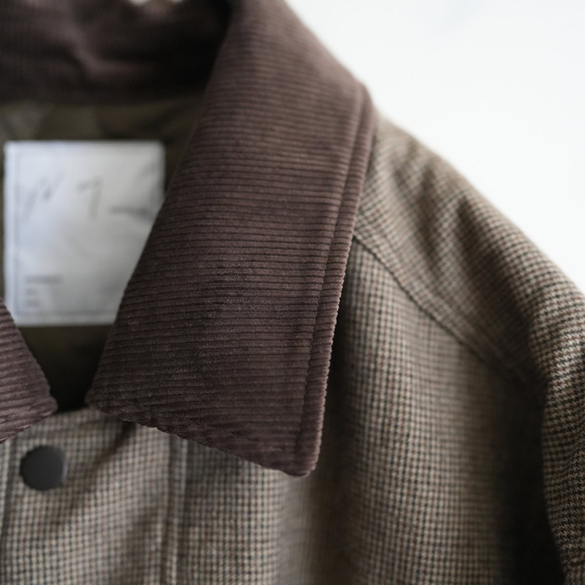 ANCELLM WOOL CHECK HALF JACKET HOUNDTOOTH