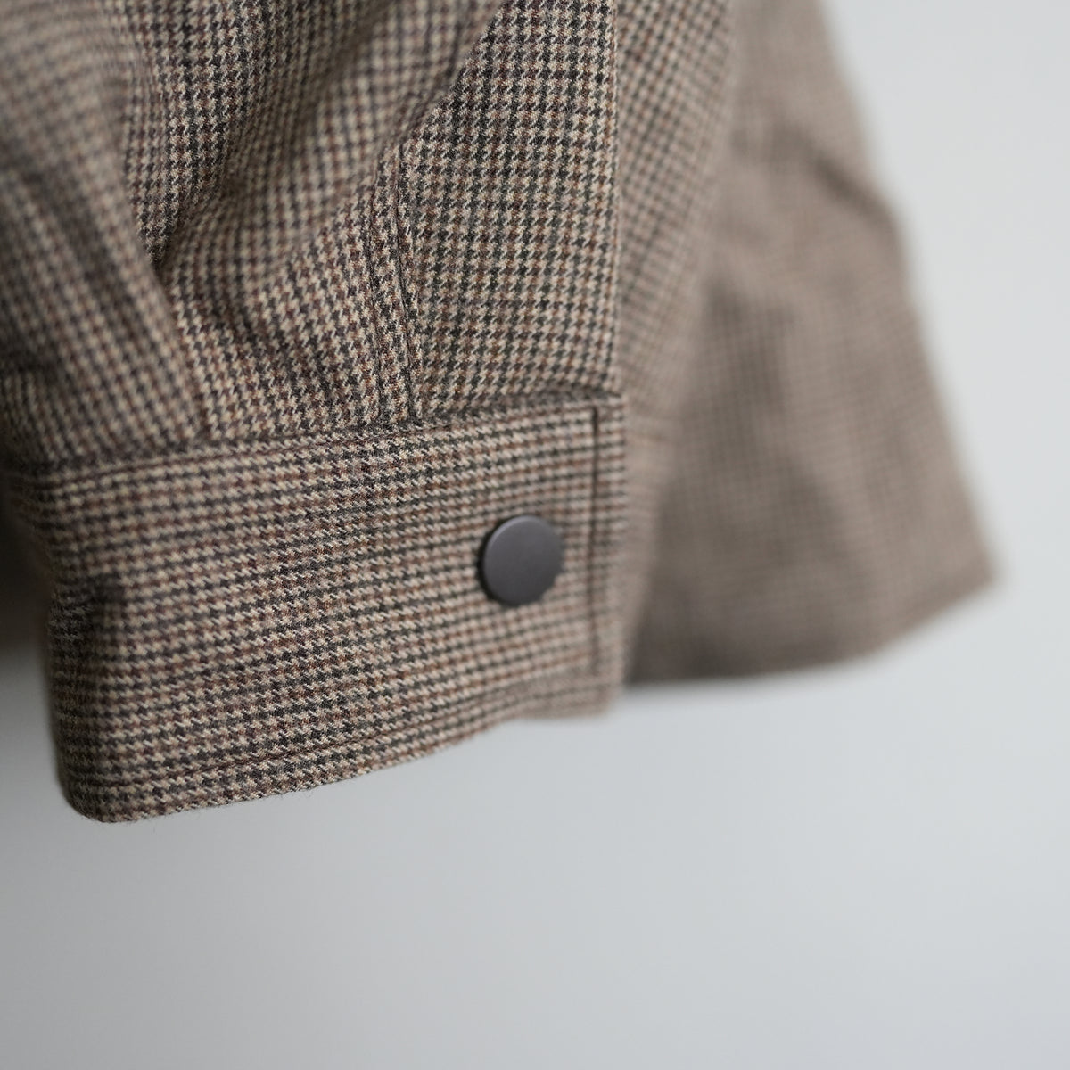 ANCELLM WOOL CHECK HALF JACKET HOUNDTOOTH