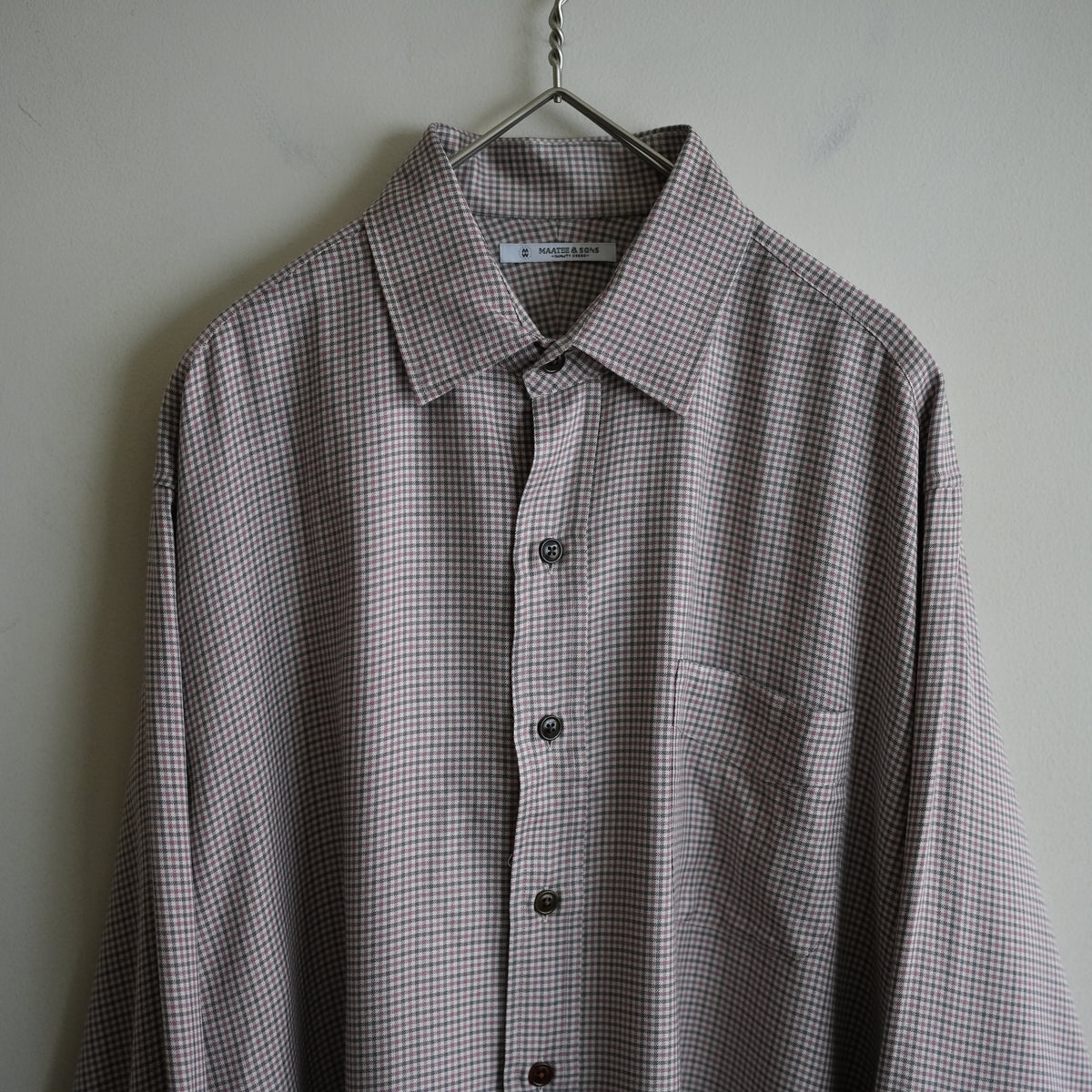 MAATEE&SONS RAYON SILK OVER SHIRT PINKGRAY