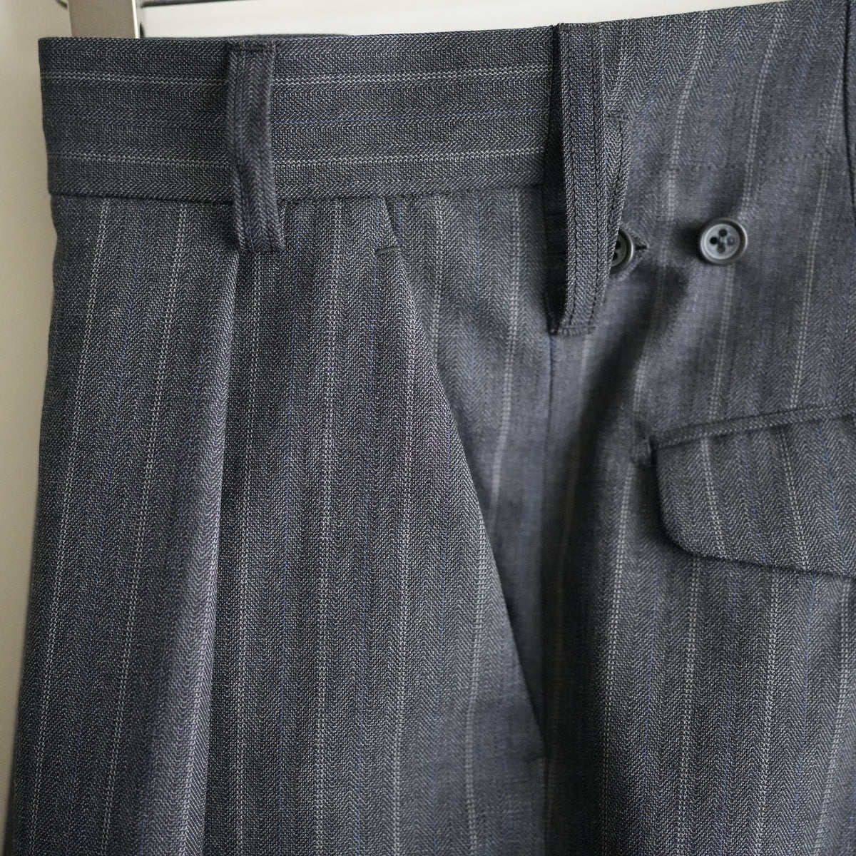 MAATEE&SONS WOOL R/LI MILITARY SLACKS STRIPE