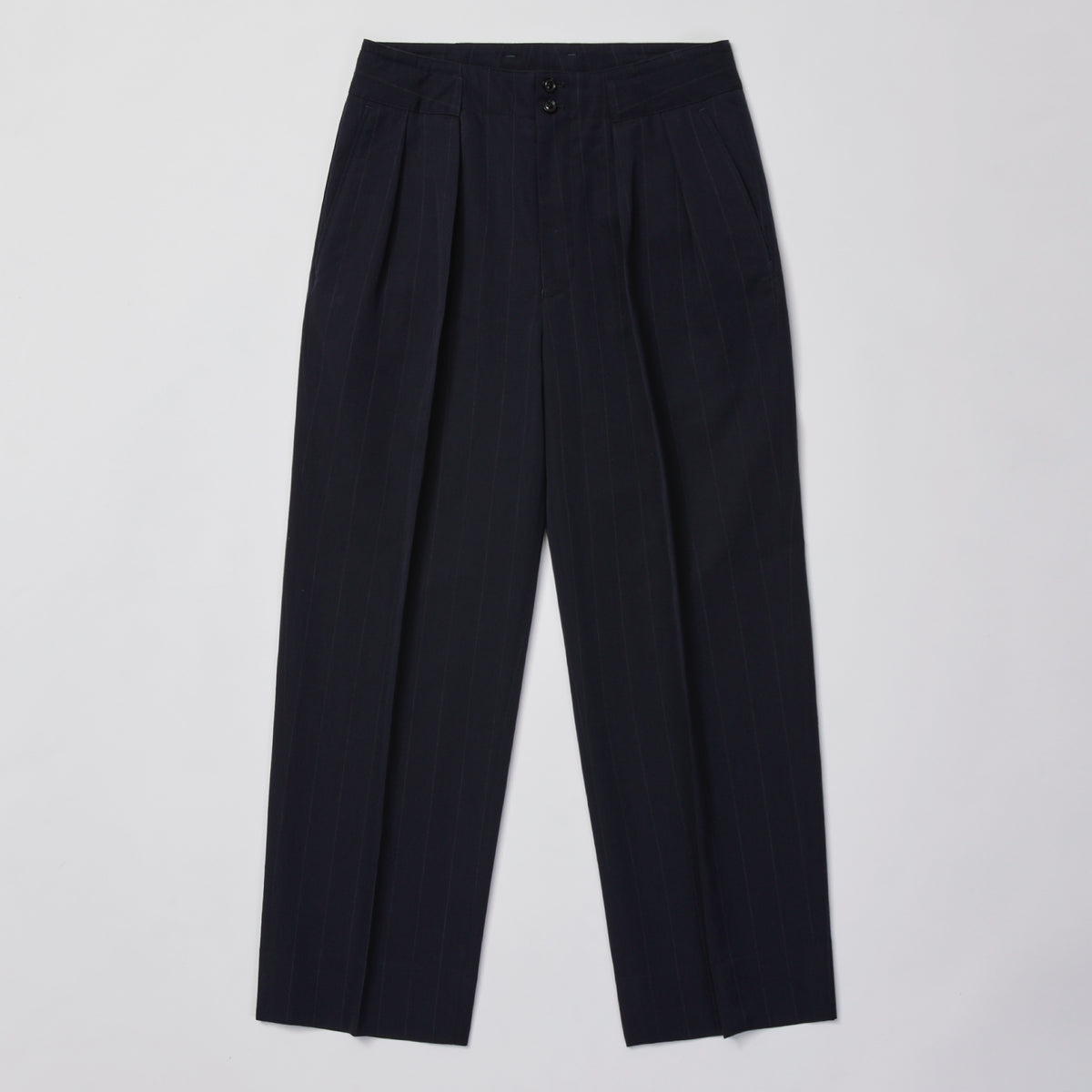 ULTERIOR WOOL WASHI STRIPE TUCKED TROUSERS