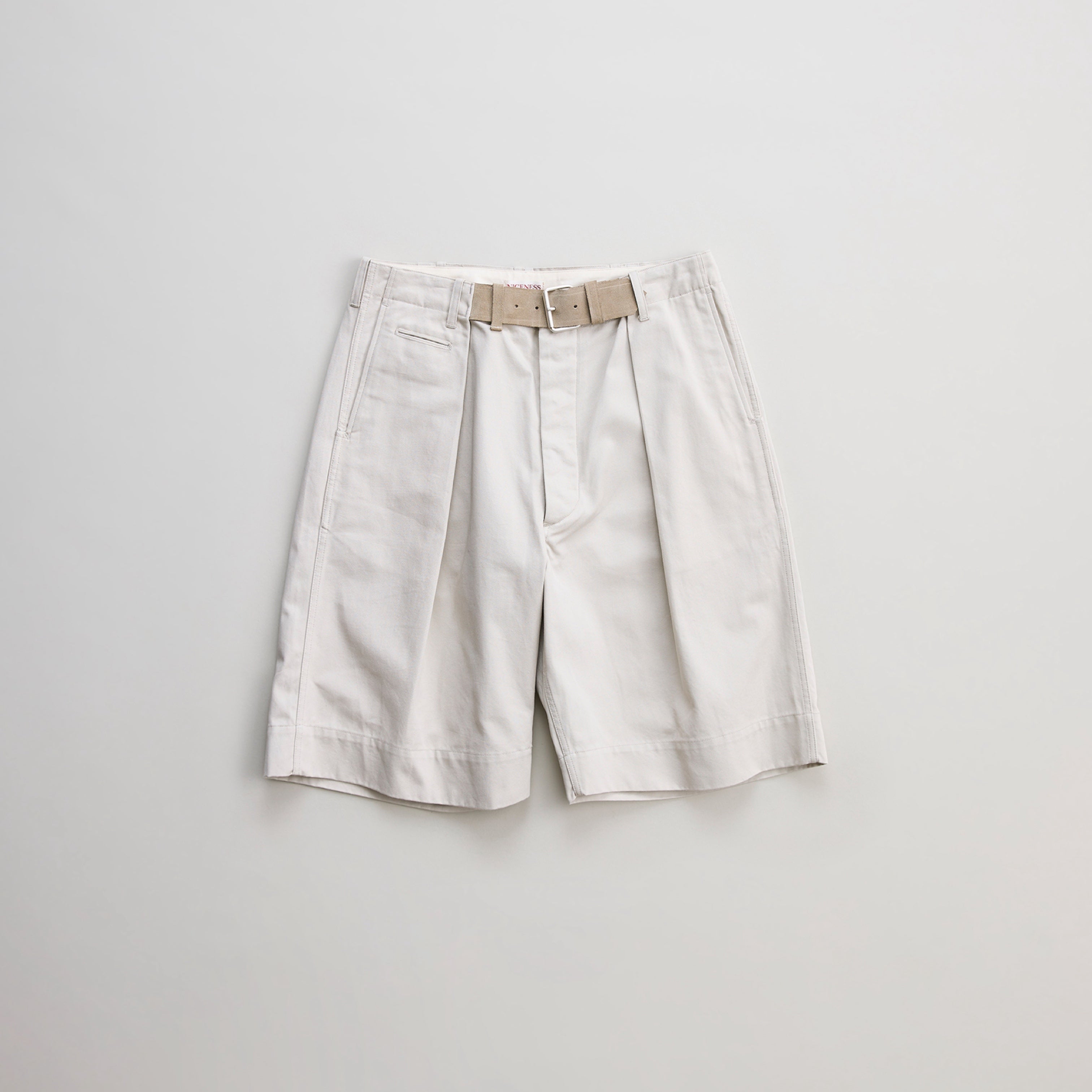 NICENESS INTEGRATED LEATHER BELT SHORTS 