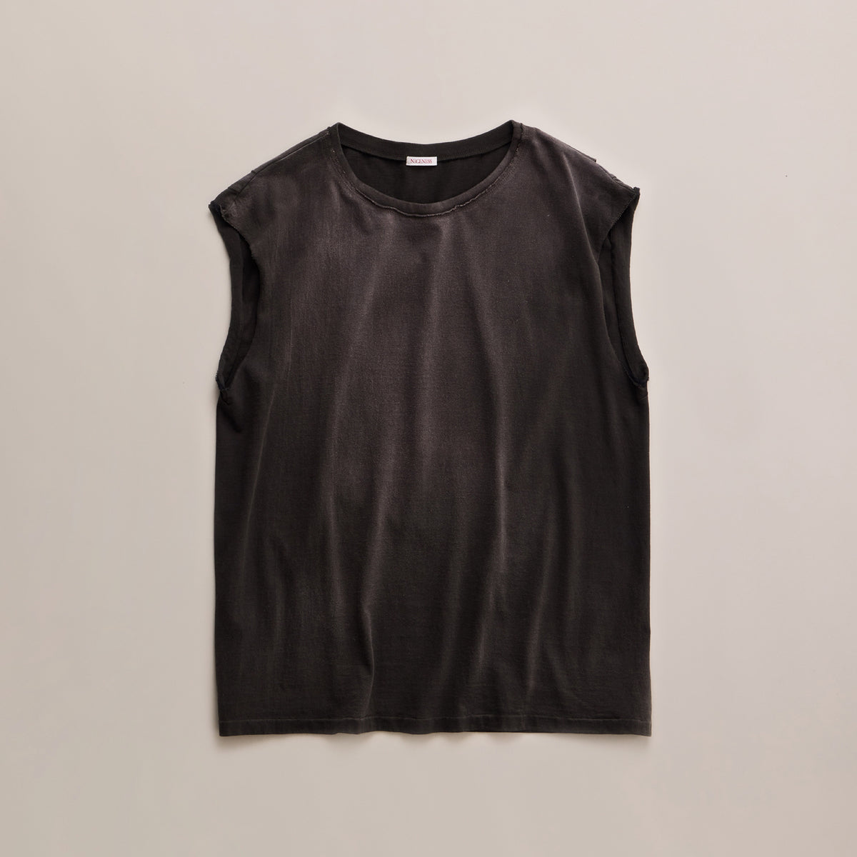 NICENESS CUT-OFF SLEEVE TUBULAR T-SHIRT "MCGEOCH" BROWN