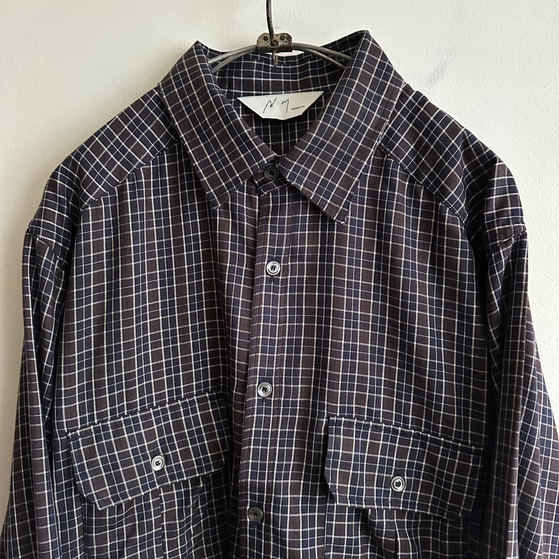 ANCELLM NEL CHECK OVER WORK SHIRT NAVY – RASSEMBLE