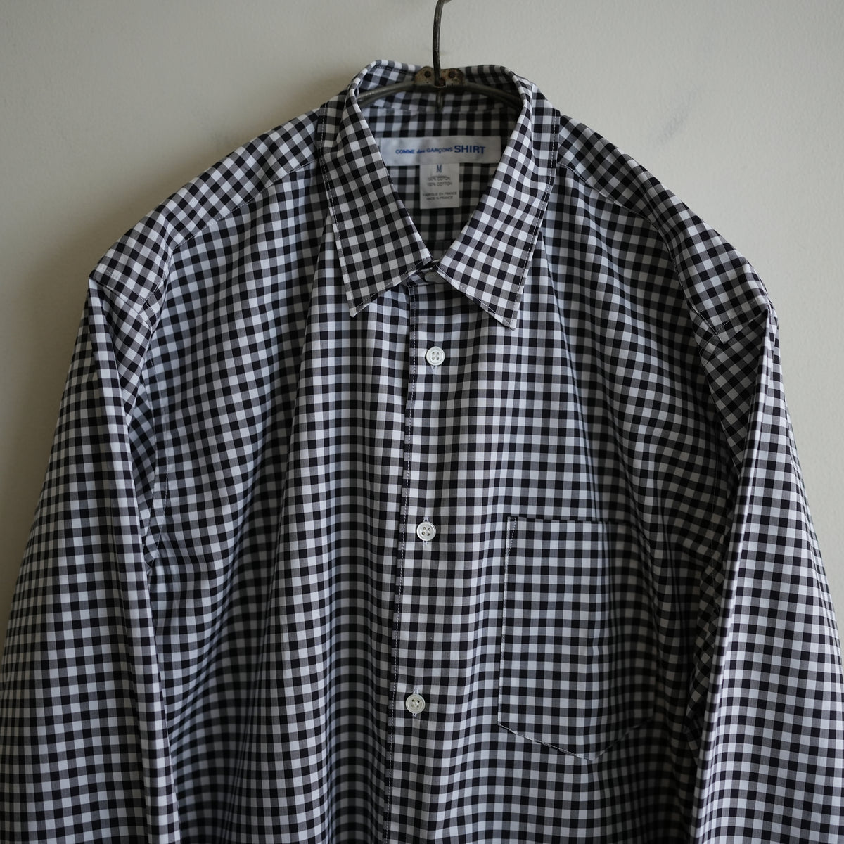 COMME des GARCONS SHIRT FOREVER SHAPE1 WIDE CLASSIC SHIRT CHECK2 BLK