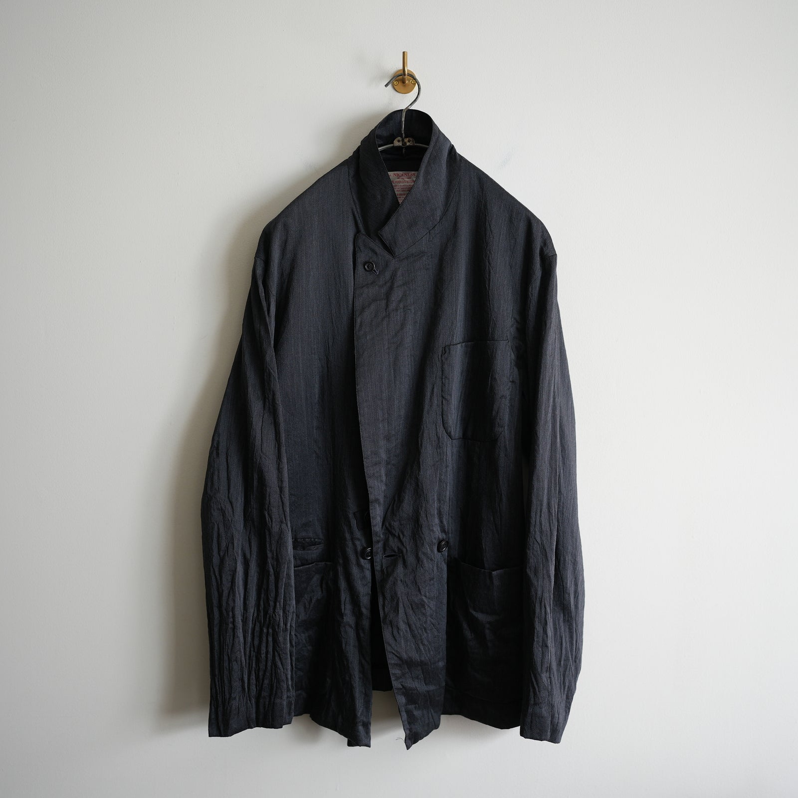 NICENESS WOOL SILK DOUBLE BREAST ROBE JACKET 