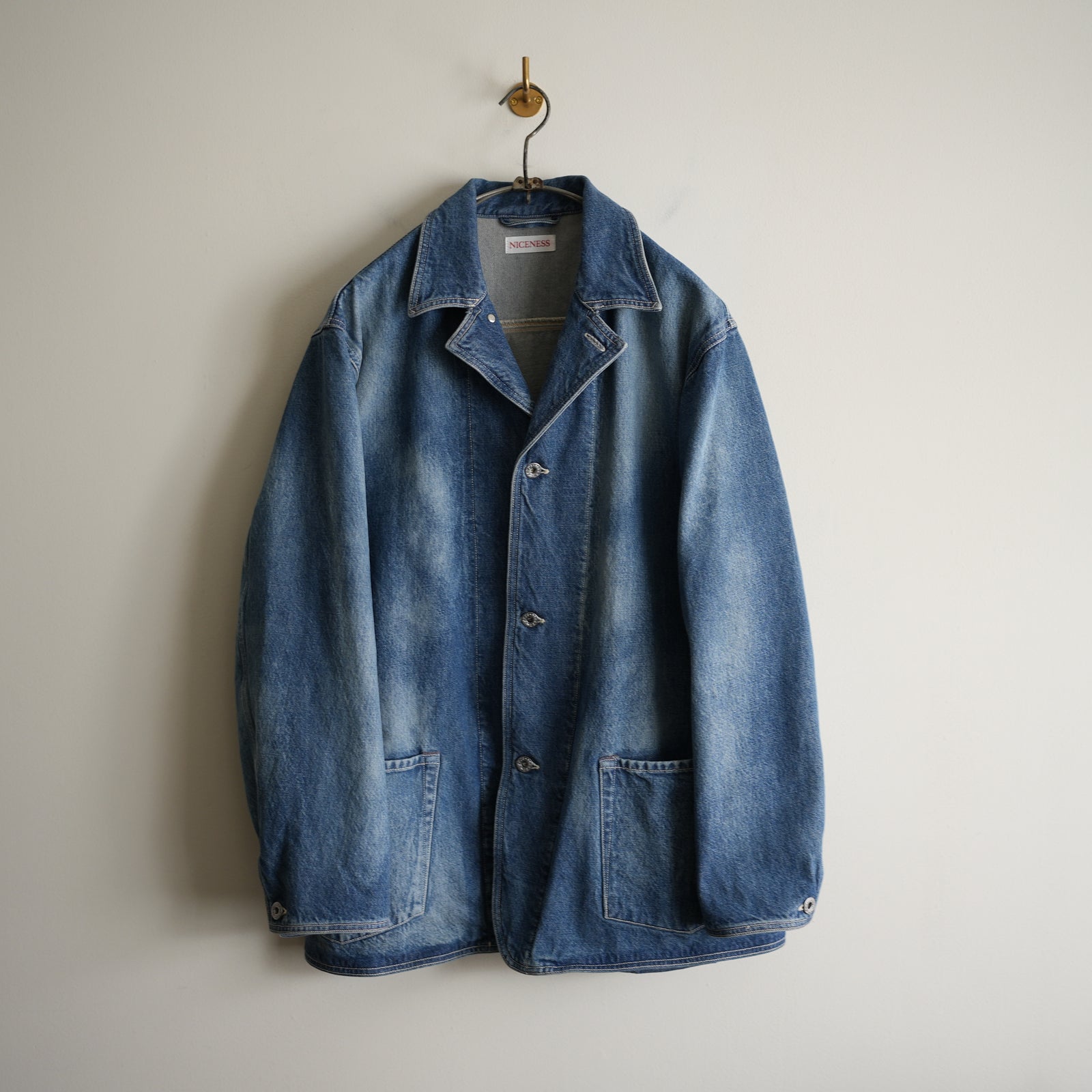 NICENESS DISTRESSED DENIM COVERALL 