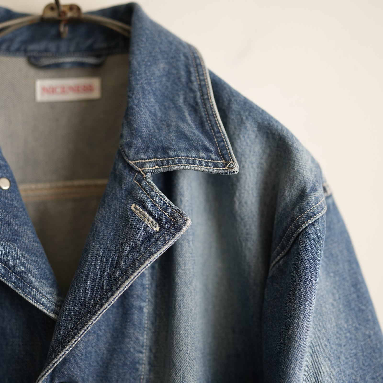 NICENESS DISTRESSED DENIM COVERALL 