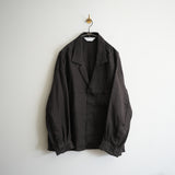 ANCELLM 100/S LINEN TAILORED SHIRT BROWN