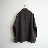 ANCELLM 100/S LINEN TAILORED SHIRT BROWN
