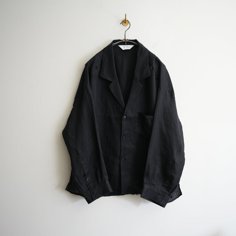 ANCELLM 100/S LINEN TAILORED SHIRT BLK – RASSEMBLE