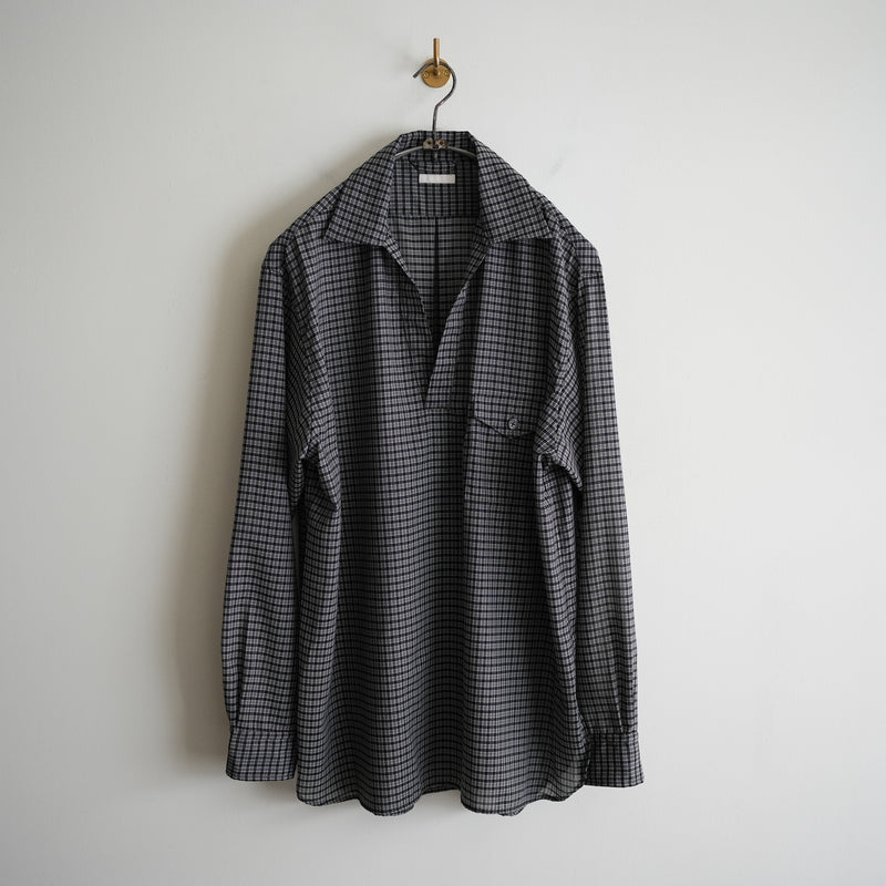 ULTERIOR SUPER LIGHT WOOL CHECK SKIPPER SHIRT BLK – RASSEMBLE