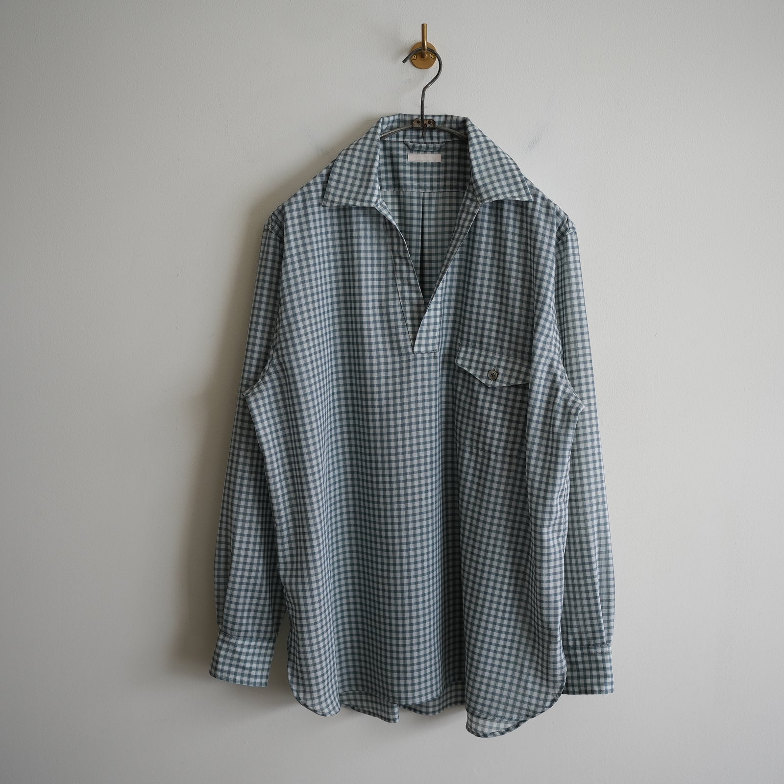 ULTERIOR SUPER LIGHT WOOL CHECK SKIPPER SHIRT GREEN – RASSEMBLE
