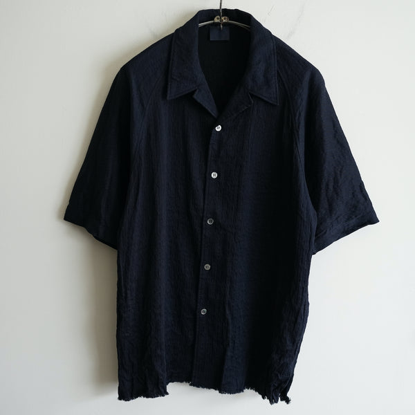 山内 Cotton Cupra Shadow Stripe Half Sleeve Shirt  Navy