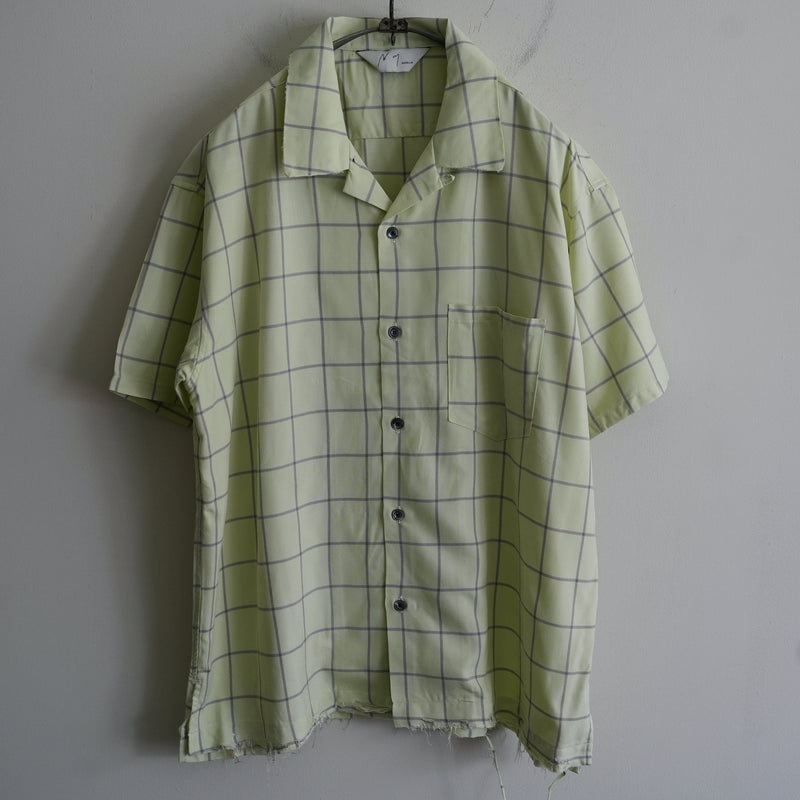 ANCELLM Rayon Check Open Collar Shirt MINT