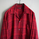 MAATEE&SONS H WOOL OPEN COLLAR FRINGE SHIRT RED