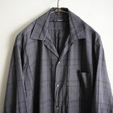 MAATEE&SONS H WOOL OPEN COLLAR FRINGE SHIRT CHARCOAL