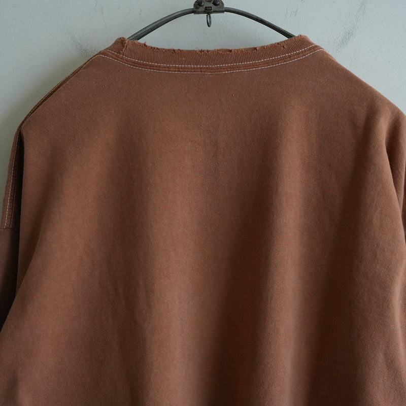 ANCELLM EMBROIDERY DYED LS T-SHIRT TERRACOTTA