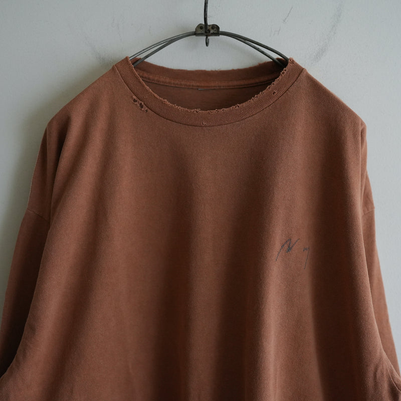 ANCELLM EMBROIDERY DYED LS T-SHIRT TERRACOTTA