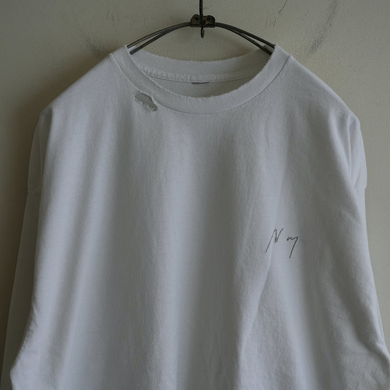 ANCELLM EMBROIDERY DYED LS T-SHIRT WHITE