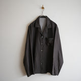 HEUGN STRIPE PRINT SILK OPEN COLLAR SHIRT "Ellis"