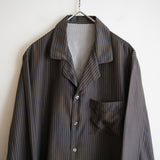 HEUGN STRIPE PRINT SILK OPEN COLLAR SHIRT "Ellis"