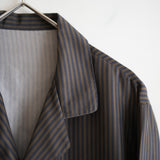 HEUGN STRIPE PRINT SILK OPEN COLLAR SHIRT "Ellis"