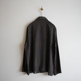 HEUGN STRIPE PRINT SILK OPEN COLLAR SHIRT "Ellis"