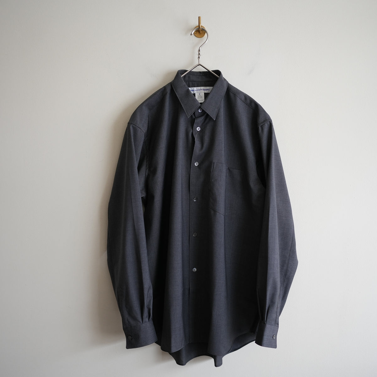 COMME des GARCONS SHIRT FOREVER SHAPE1 WIDE CLASSIC SHIRT WOOL PLAIN CHARCOAL