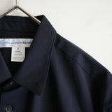 COMME des GARCONS SHIRT FOREVER SHAPE1 WIDE CLASSIC SHIRT WOOL PLAIN NAVY