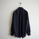 COMME des GARCONS SHIRT FOREVER SHAPE1 WIDE CLASSIC SHIRT WOOL PLAIN NAVY