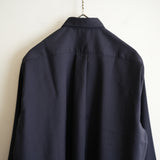 COMME des GARCONS SHIRT FOREVER SHAPE1 WIDE CLASSIC SHIRT WOOL PLAIN NAVY