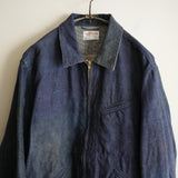 NICENESS PRINTED LINEN CANVAS SHORT JACKET "N.JETT" INDIGO
