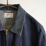 NICENESS PRINTED LINEN CANVAS SHORT JACKET "N.JETT" INDIGO