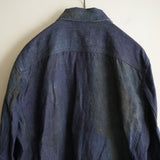 NICENESS PRINTED LINEN CANVAS SHORT JACKET "N.JETT" INDIGO