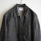 NICENESS PRINTED LINEN CANVAS SHORT JACKET "N.JETT" BLK