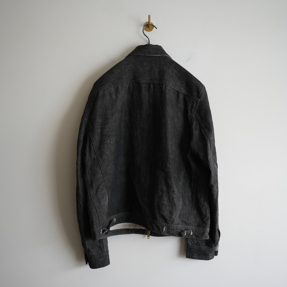 NICENESS PRINTED LINEN CANVAS SHORT JACKET "N.JETT" BLK