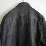 NICENESS PRINTED LINEN CANVAS SHORT JACKET "N.JETT" BLK