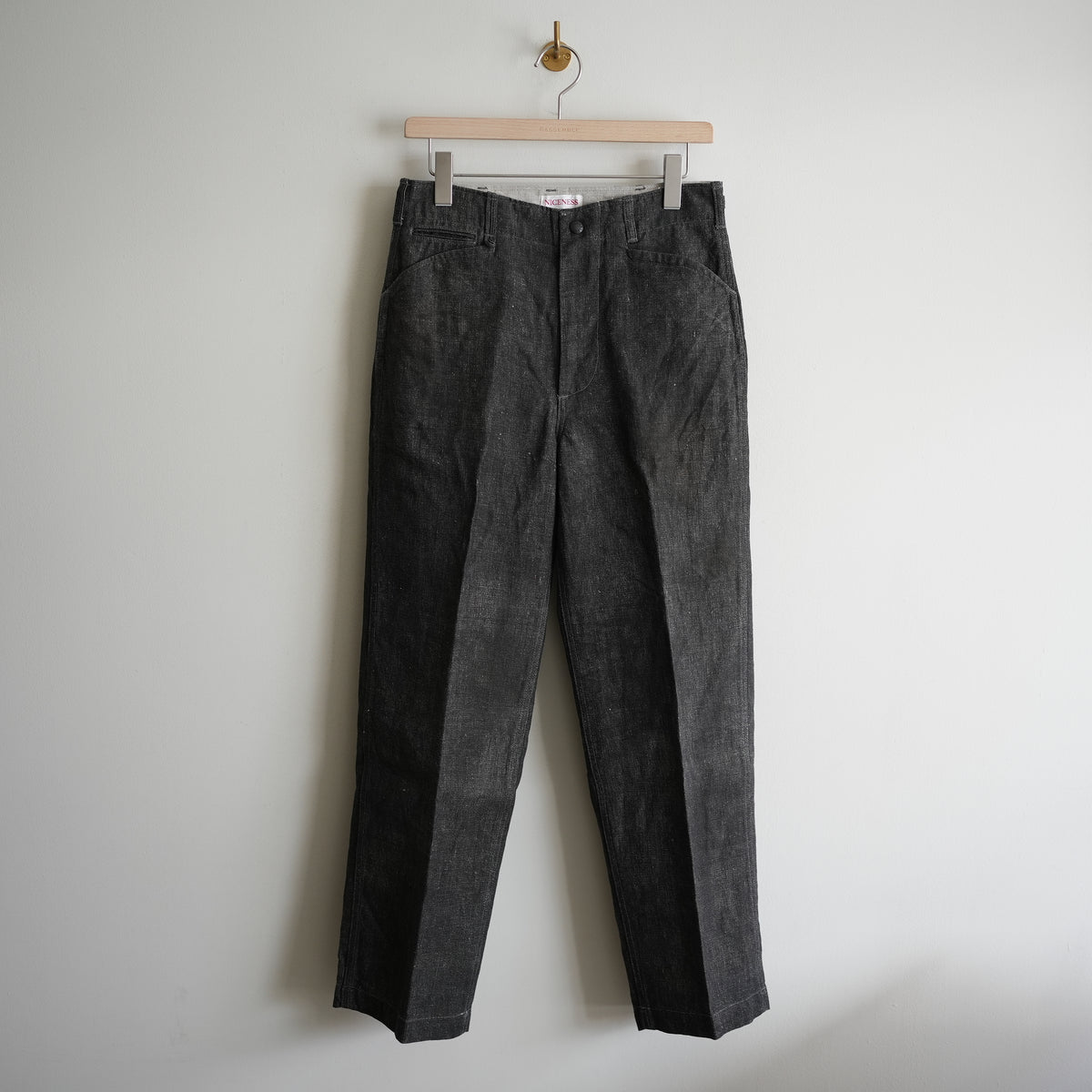 NICENESS PRINTED LINEN CANVAS FRISCO TROUSERS "N.MORLEY" BLACK