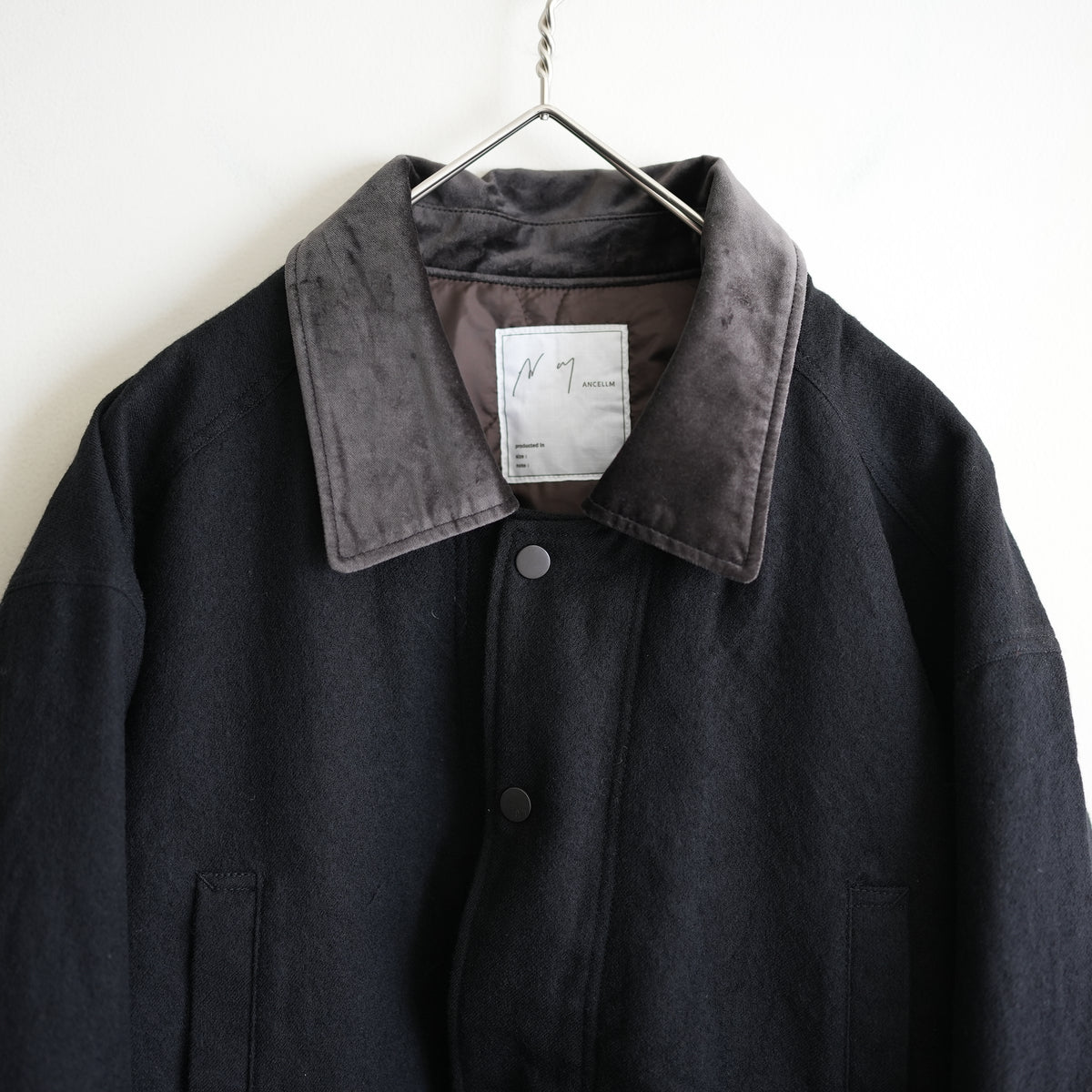 ANCELLM WOOL HALF JACKET BLK