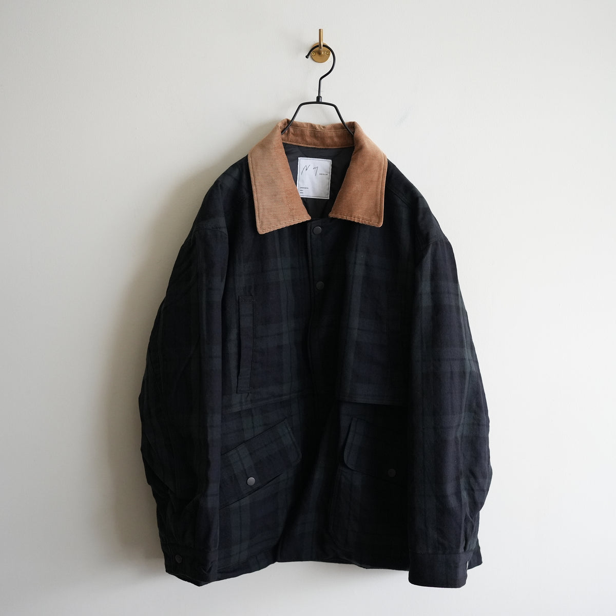 ANCELLM WOOL CHECK HALF JACKET BLACK WATCH