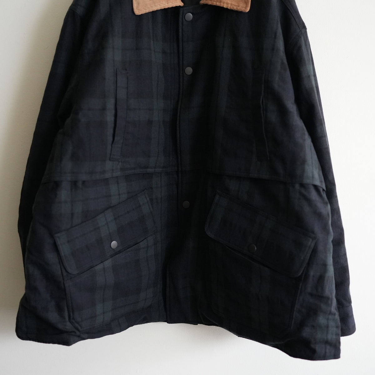 ANCELLM WOOL CHECK HALF JACKET BLACK WATCH