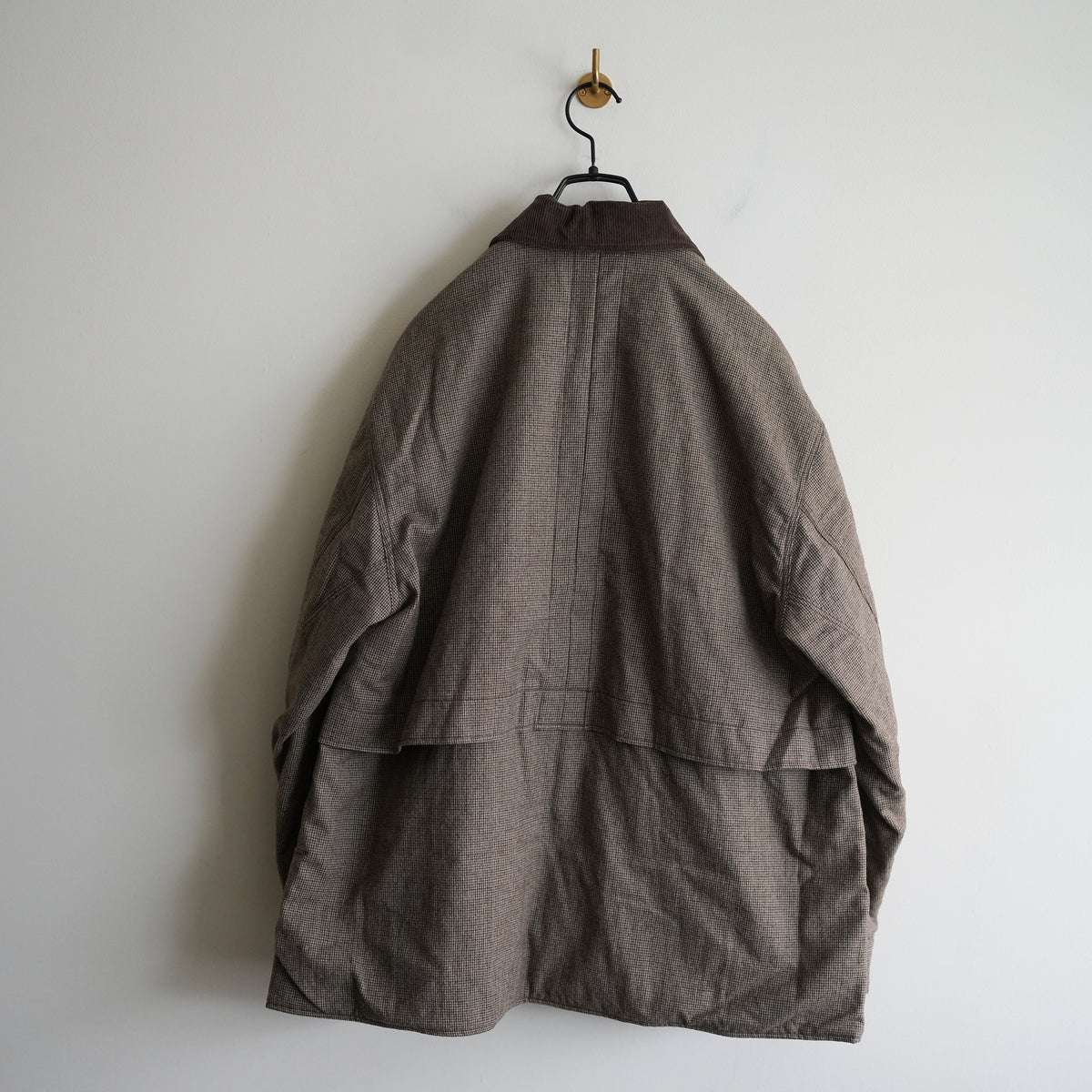 ANCELLM WOOL CHECK HALF JACKET HOUNDTOOTH