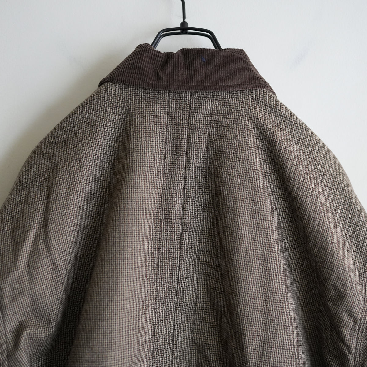 ANCELLM WOOL CHECK HALF JACKET HOUNDTOOTH