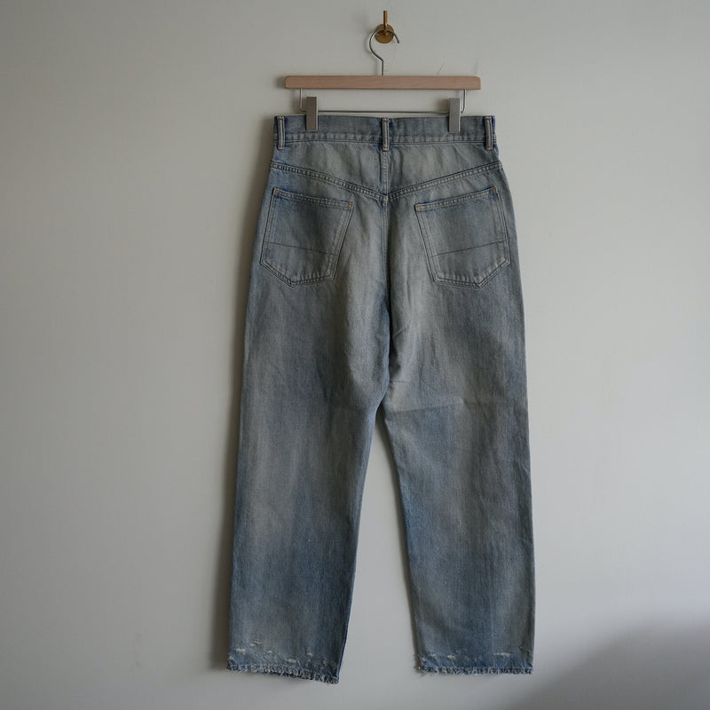 ANCELLM P/DAMAGE DENIM STRAIGHT 5P PANTS INDIGO