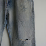 ANCELLM P/DAMAGE DENIM STRAIGHT 5P PANTS INDIGO