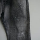 ANCELLM P/DAMAGE DENIM STRAIGHT 5P PANTS BLACK